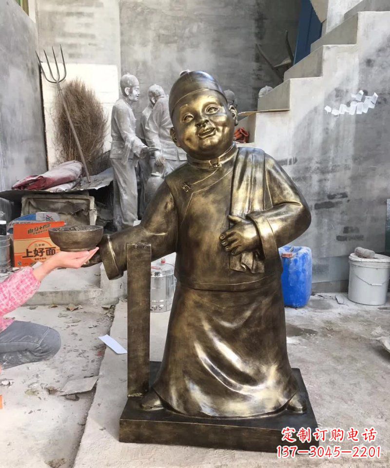 山西店小二铜雕——精美精致的人物雕塑