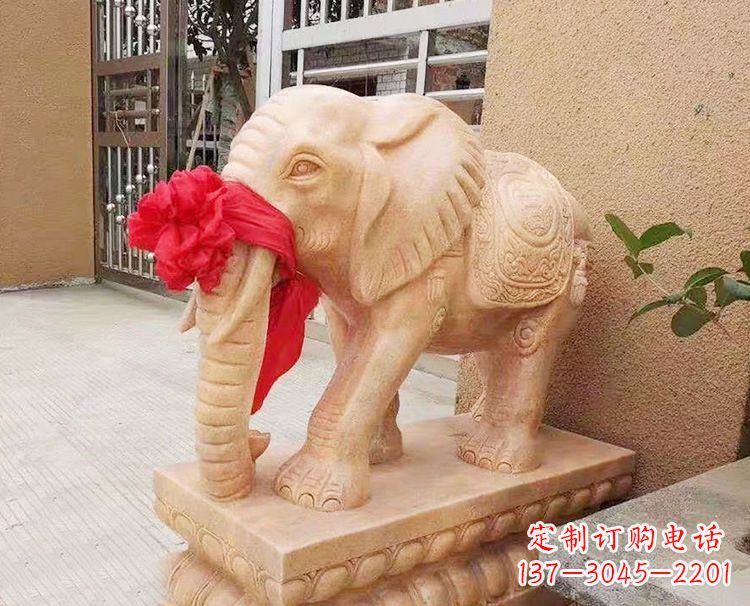 山西精心雕刻大象石雕
