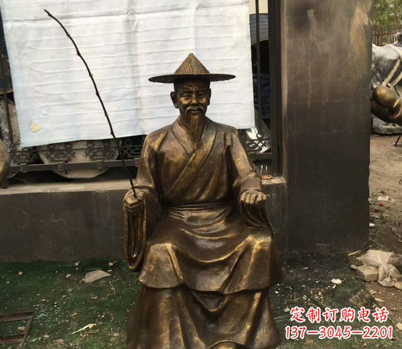 山西精美手工渔翁铜雕