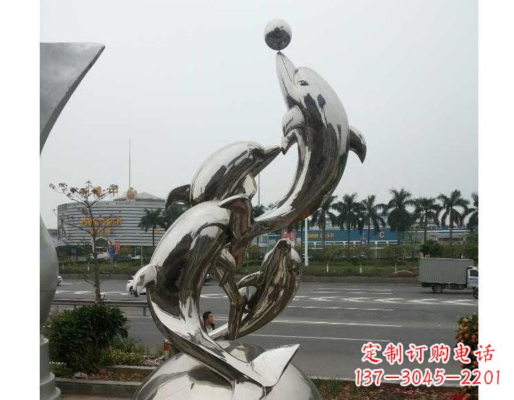 山西海豚精美不锈钢雕塑