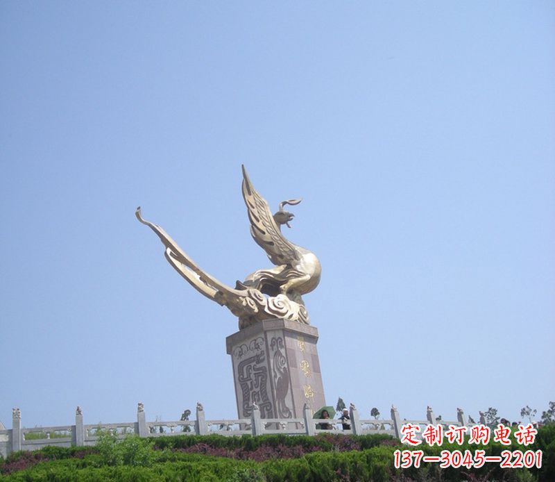 山西传统工艺精美凤凰铜雕塑