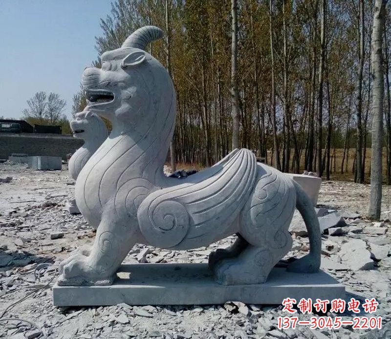 山西独角兽雕塑,神兽石雕带你穿越回古老神话中