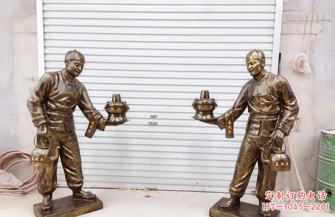 山西店小二铜雕塑——传承传统铸造工艺