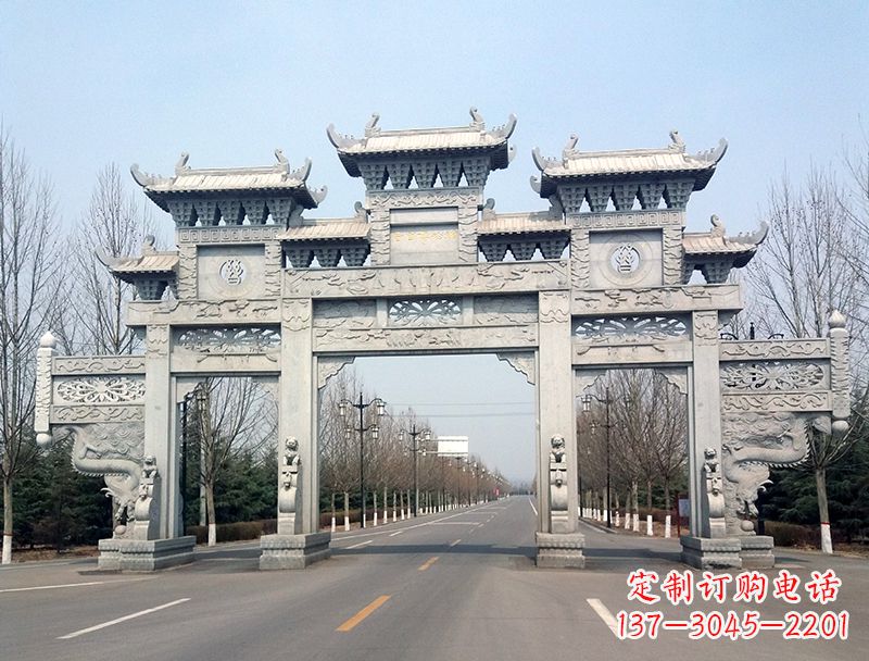 山西锻铜雕塑 雕塑石雕牌坊
