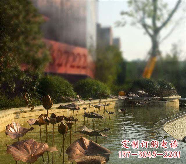 山西荷叶风情传承——锻铜荷花荷叶小区景观雕塑
