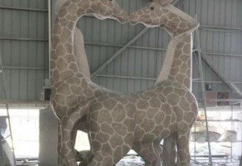 山西大理石艺术精美长颈鹿雕塑