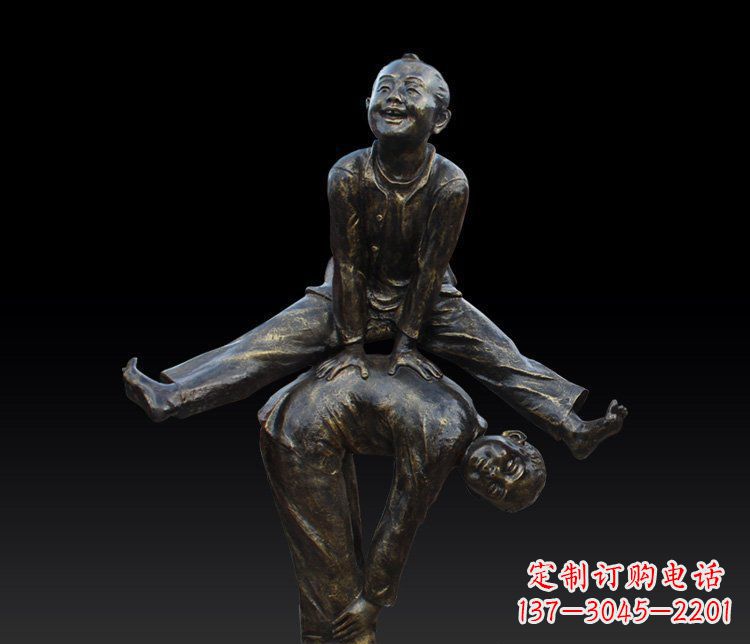 山西儿童跳山羊人物雕塑