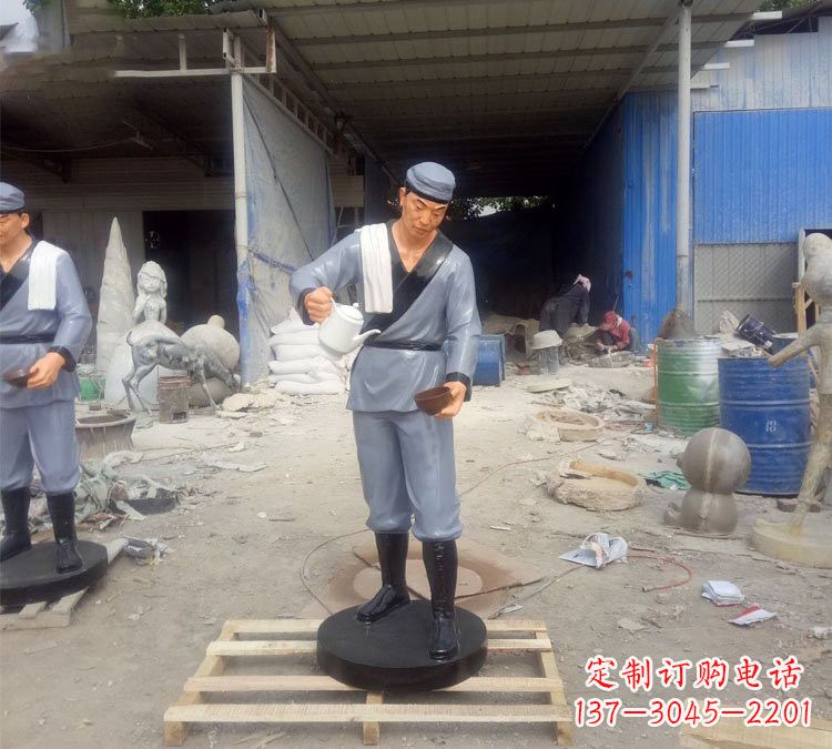 山西铝合金仿真店小二雕塑