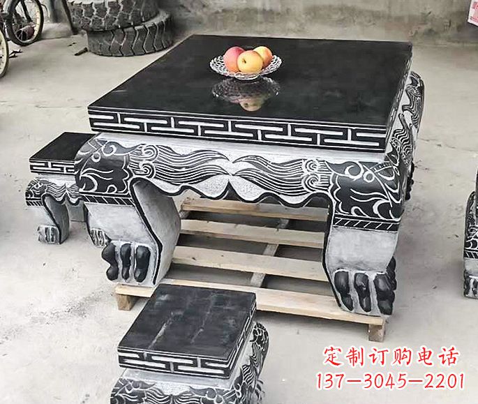 山西中领雕塑方形仿古石桌凳