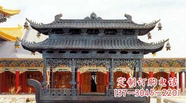 山西方形寺庙香炉铜雕塑