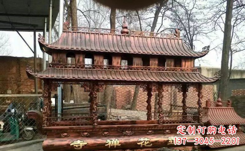 山西方形寺庙香炉铜雕