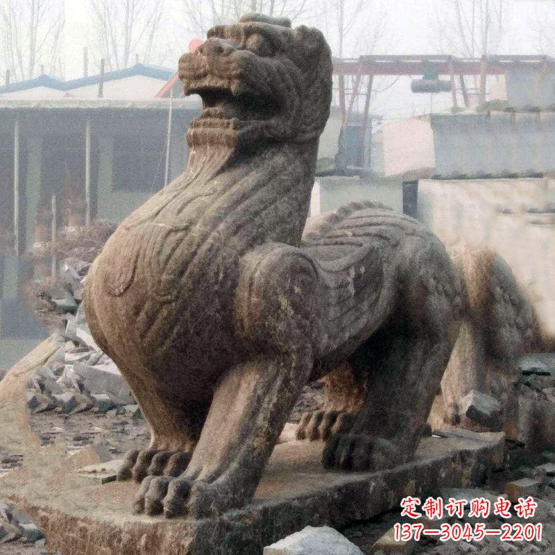 山西仿古狴犴青石雕塑