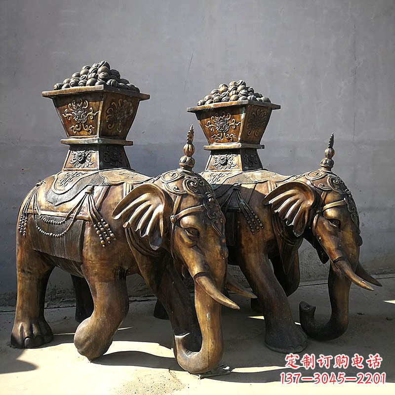 山西中领雕塑-传承传统,大象铜雕精美古典