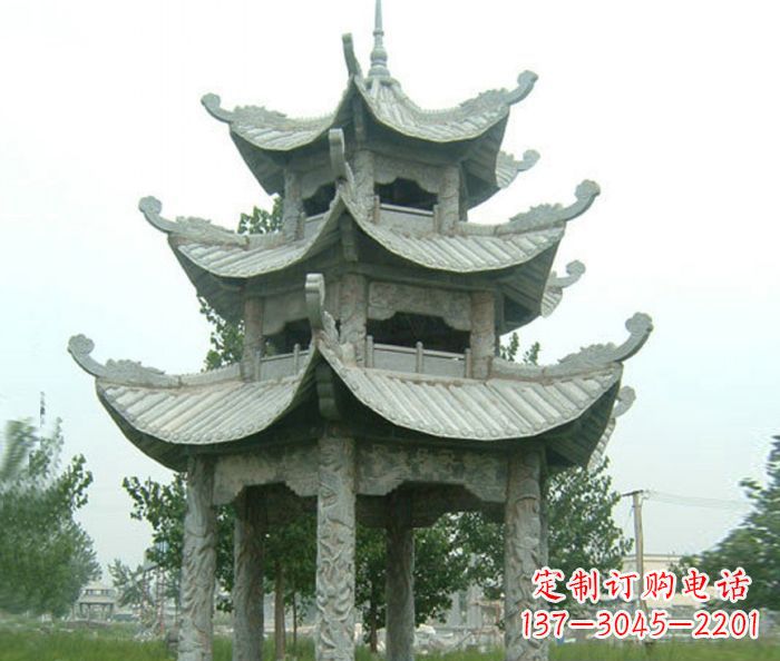 山西仿古多层石雕凉亭