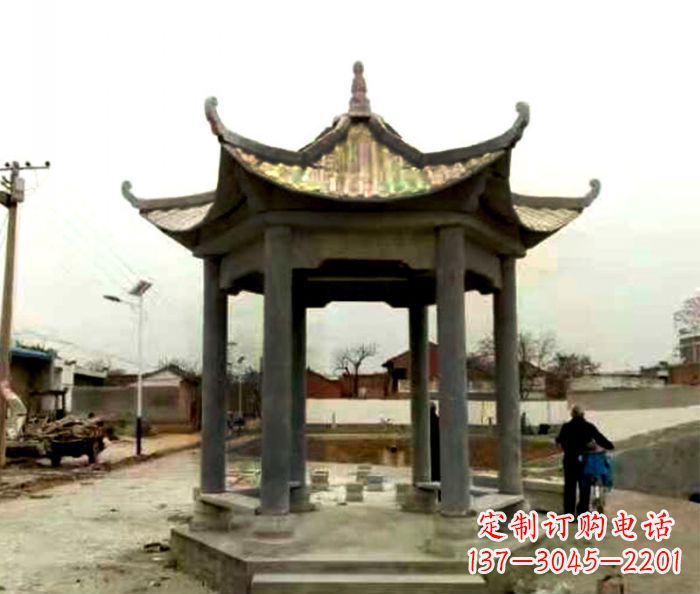 山西仿古六角凉亭石雕 (3)