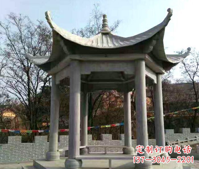 山西仿古六角凉亭石雕 (4)