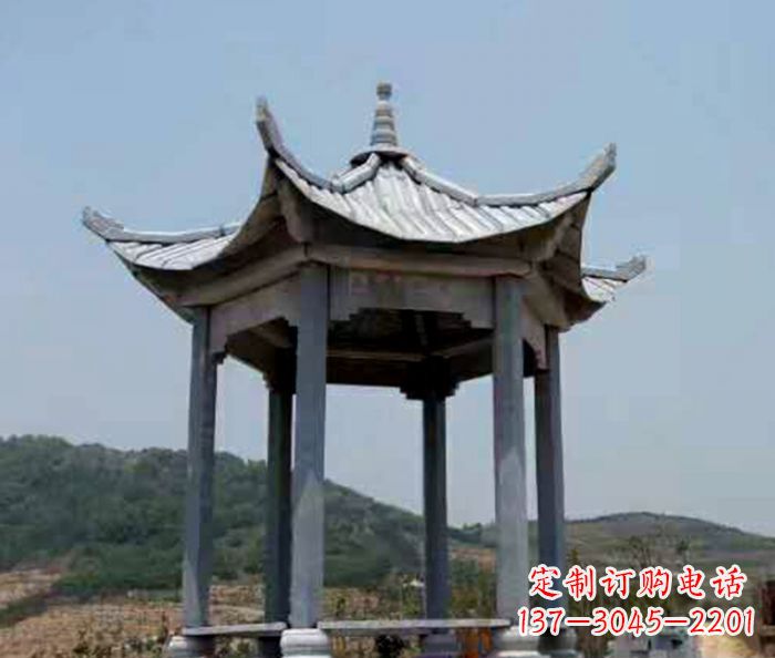 山西仿古六角凉亭石雕 (5)
