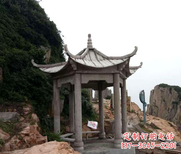山西风格独特的仿古凉亭石雕
