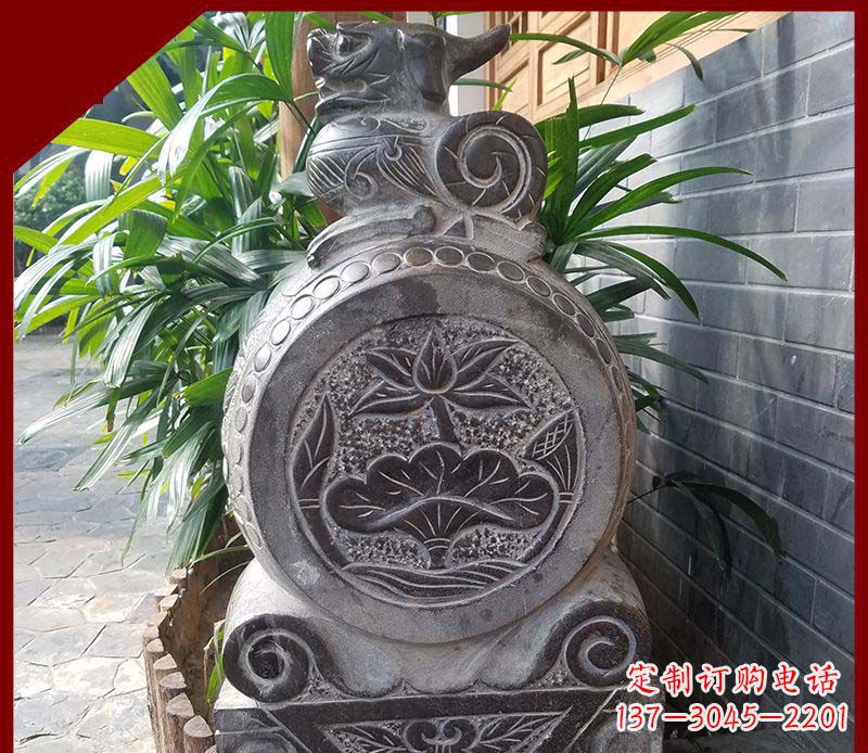 山西仿古貔貅抱鼓石招财镇宅门墩石雕