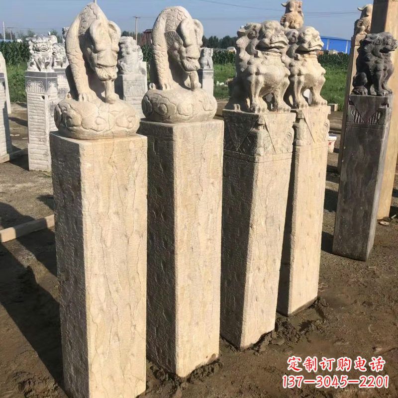 山西仿古麒麟貔貅栓马柱