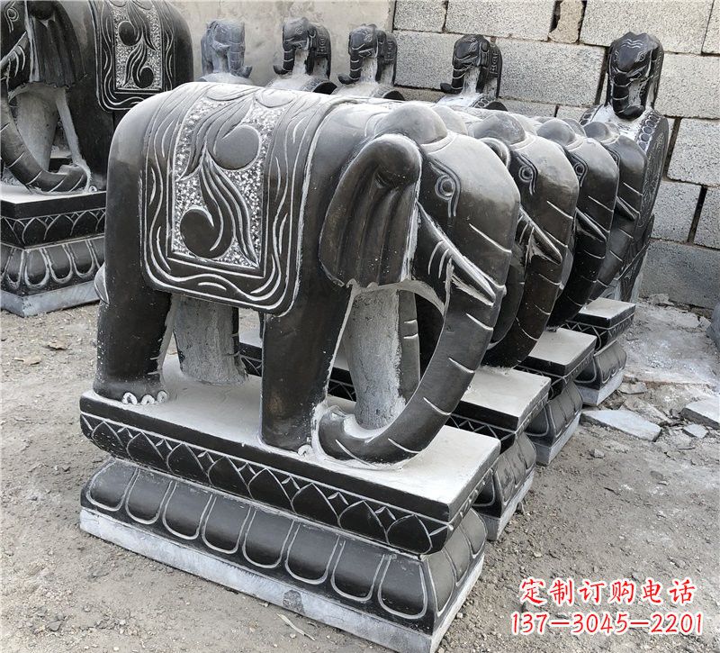 山西仿古青石制造大象雕塑