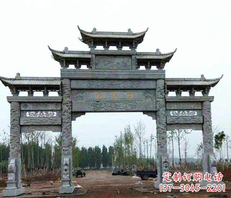 山西精美石雕牌坊雕塑