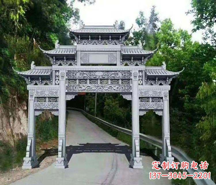 山西仿古三门牌坊石雕
