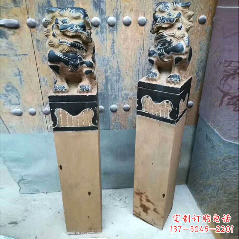 山西仿古狮子拴马桩