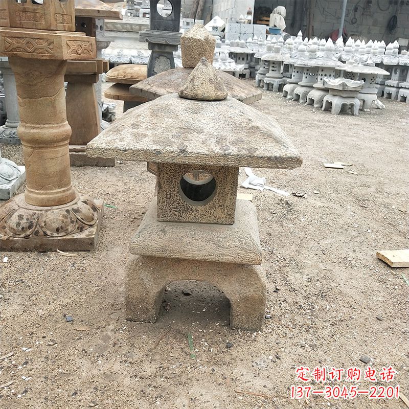 山西精美仿古石雕灯笼雕塑