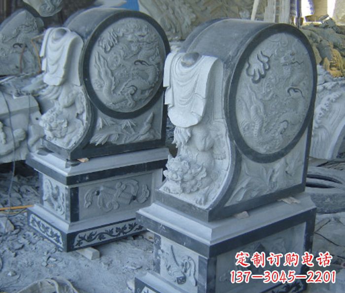 山西仿古石门墩招财抱鼓石