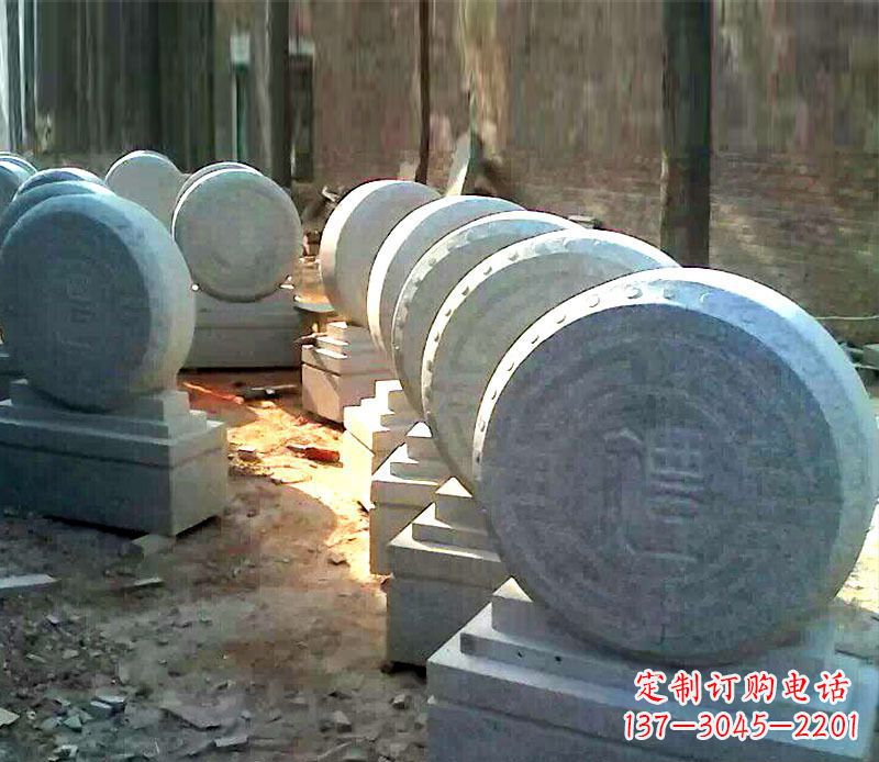 山西仿古石门墩招财抱鼓石石雕 (2)