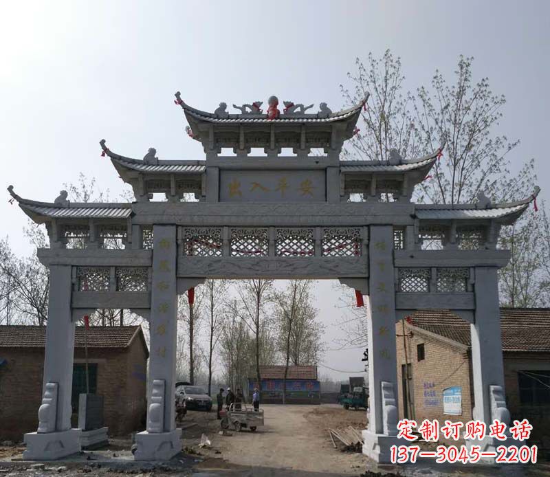 山西仿古石牌坊石雕 (2)