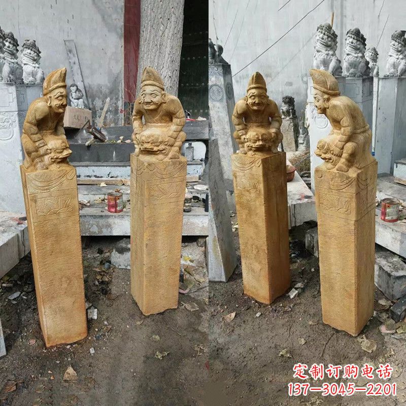 山西经典仿古拴马桩雕塑