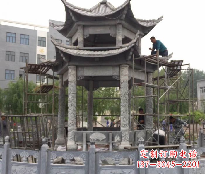 山西仿古双层石雕凉亭