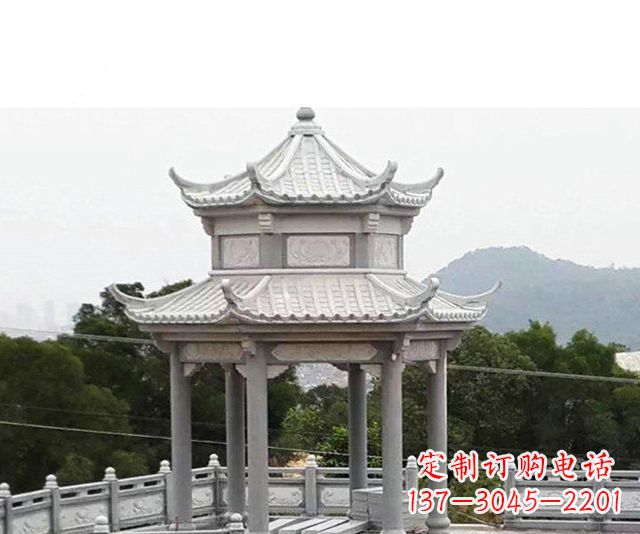 山西仿古双层石雕凉亭