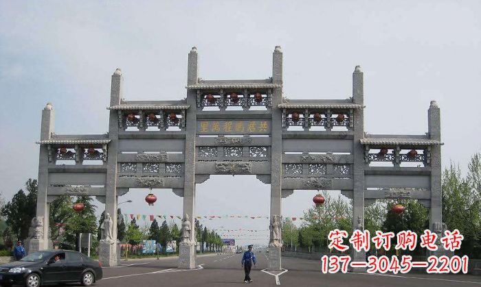 山西精美仿古石雕牌坊雕塑