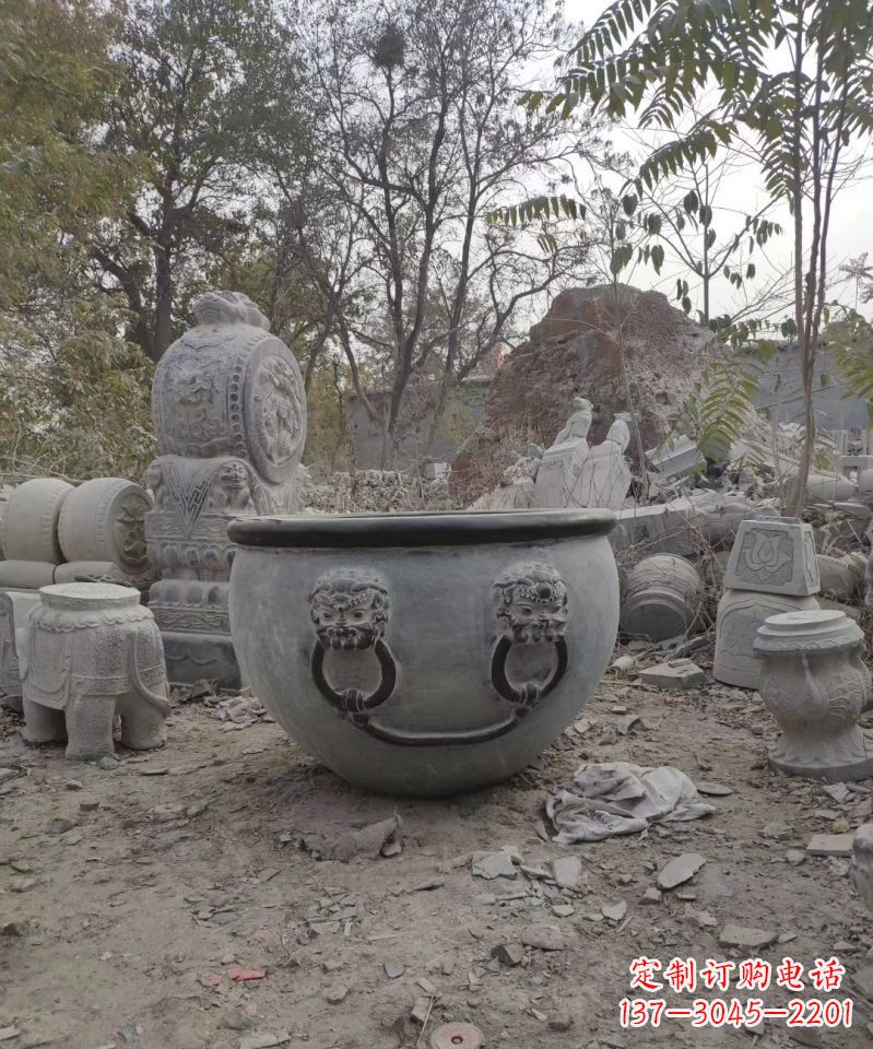 山西仿古石雕水缸雕塑