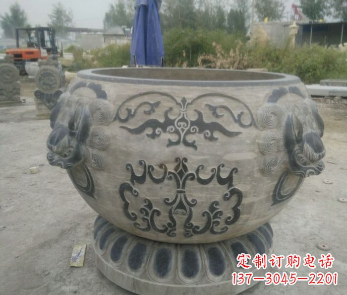 山西仿古圆形水缸石雕