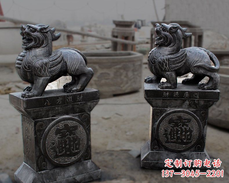 山西仿古招财进宝貔貅石雕