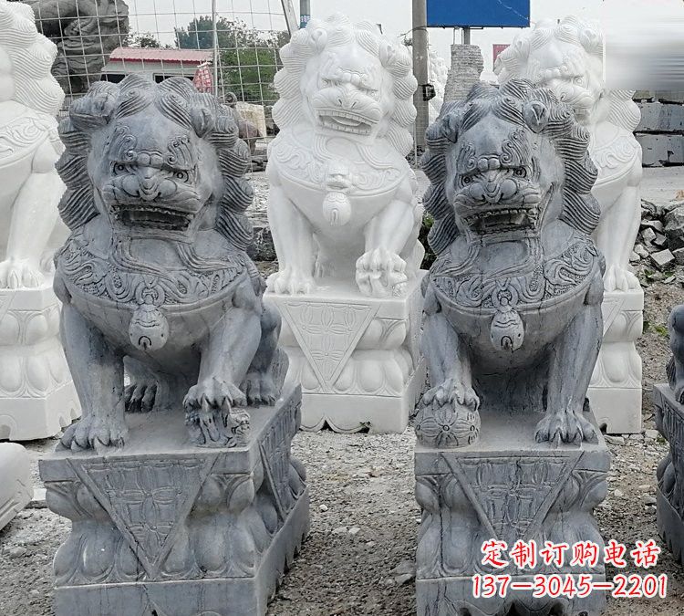 山西仿古青石狮子塑像