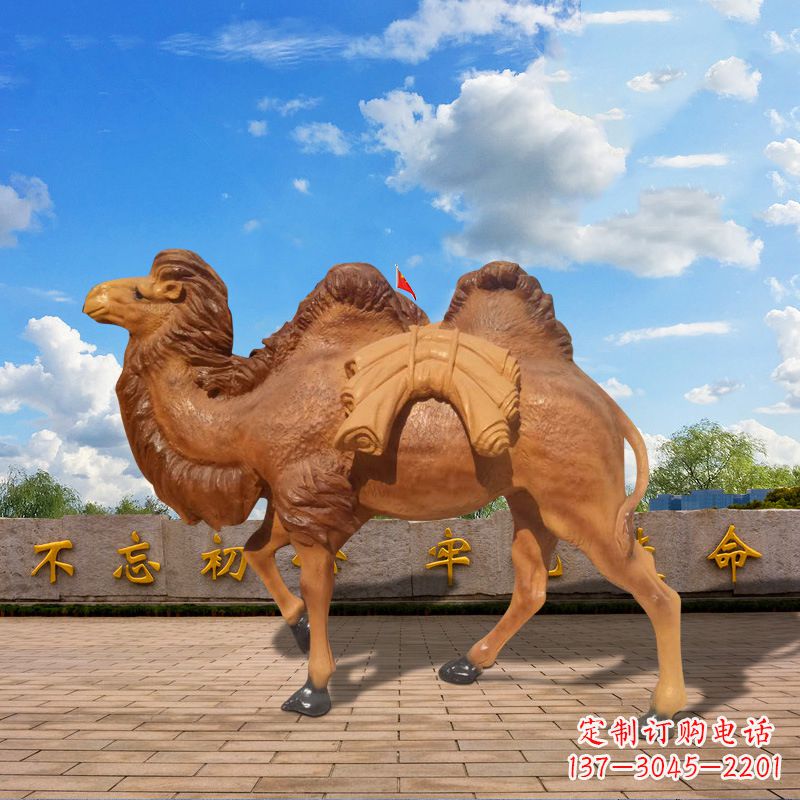 山西仿铜玻璃钢骆驼雕塑