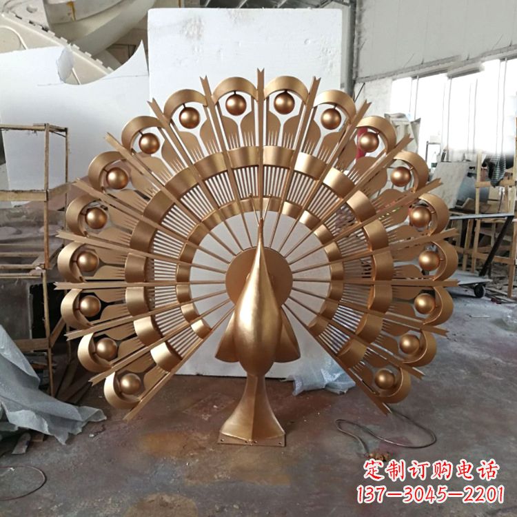 山西仿铜色不锈钢孔雀雕塑
