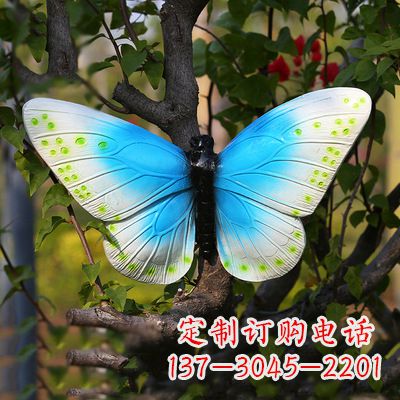 山西精致风韵,蓝白蝴蝶雕塑