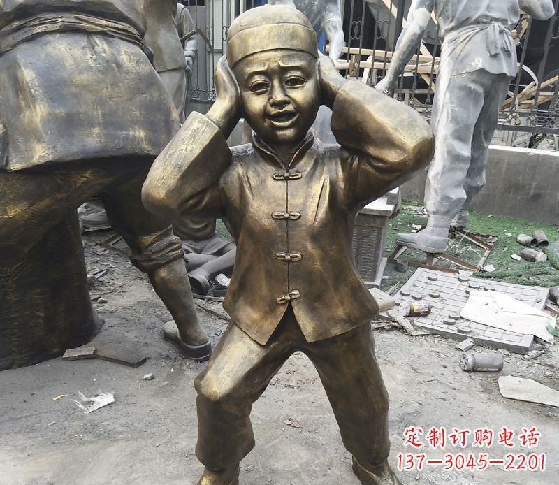 山西儿童放鞭炮铜雕