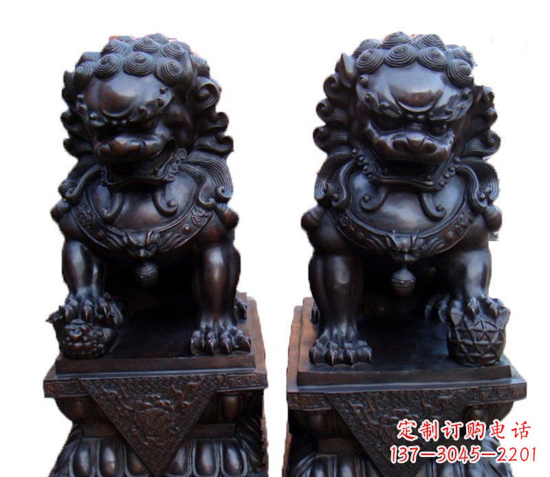 山西风水纯铜故宫狮子摆件铜雕塑