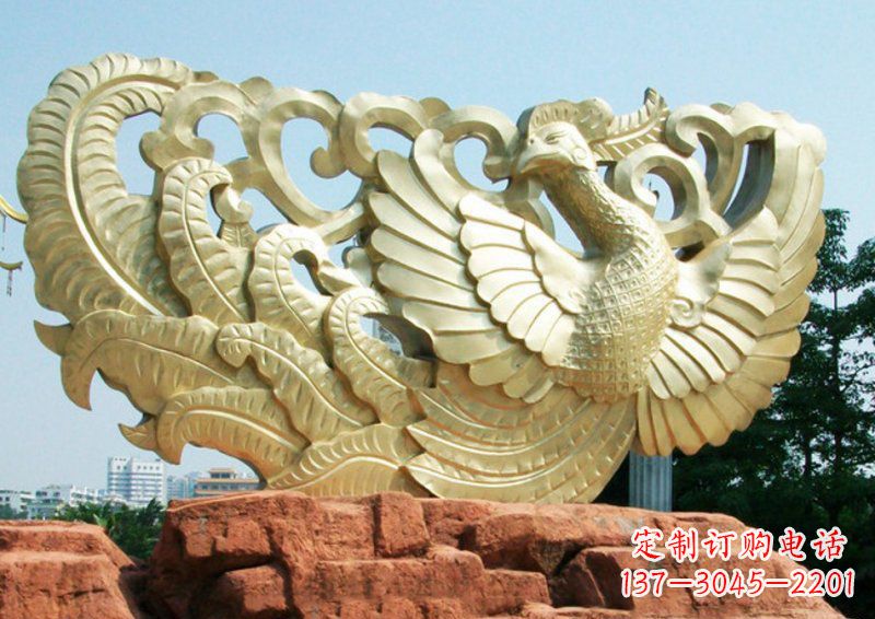 山西传统古典风格凤凰雕塑