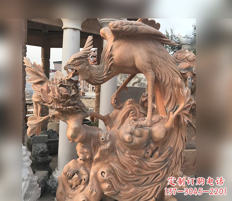 山西凤凰牡丹石雕