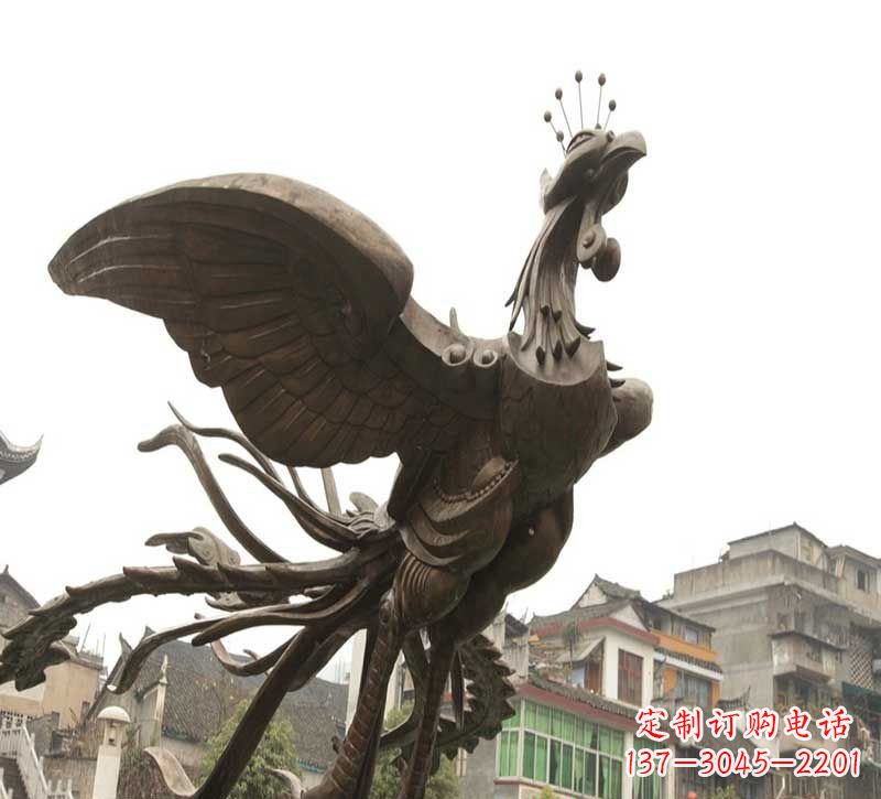 山西凤凰展翅铜雕