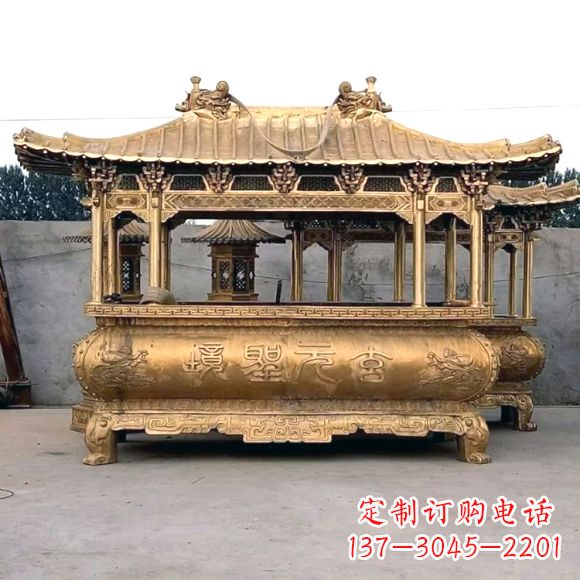 山西三足铜香炉雕塑