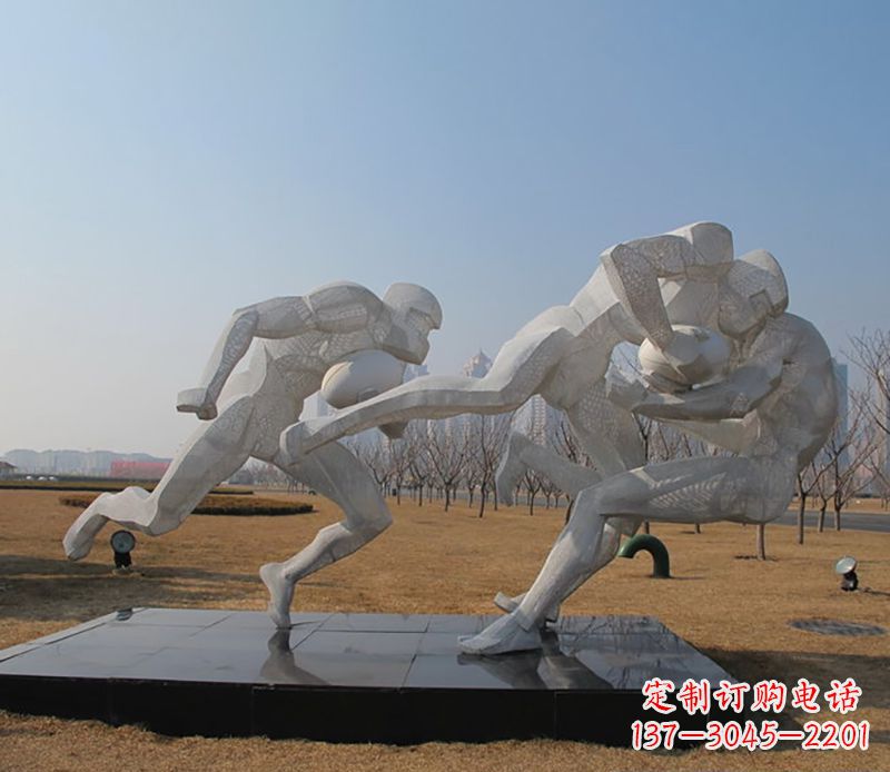 山西不锈钢橄榄球体育雕塑